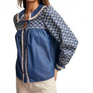 NEW FORTE deep breaths top in blue